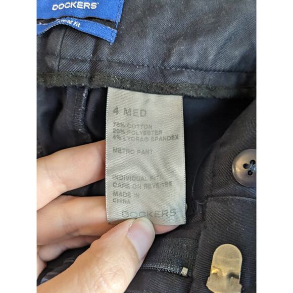 Dockers Ideal Fit Womens Sz 4 Navy Blue Dress Pants Slacks Bootcut Cotton Blend - Picture 4 of 6